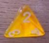 Dé à 4 faces translucide orange